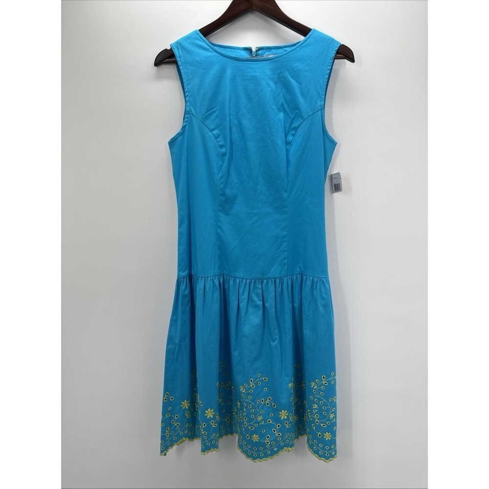 Bandolino Midi Dress Womens 6 Teal Floral Tropical Boho Vacation NWT